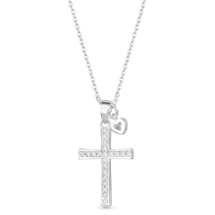 Pave Cross with Heart