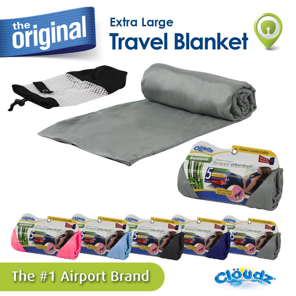 Cloudz Bamboo Travel Blanket with Bag Charcoal LD Linens & Decor