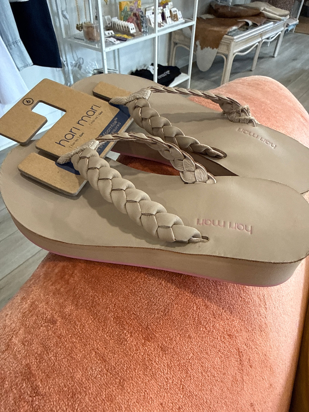 Hari Mari Meadow Braided Platform Tan/Pink