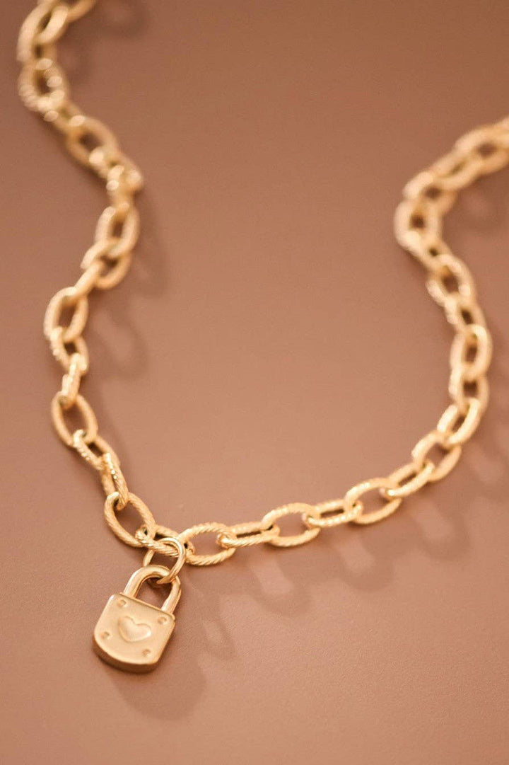 Key Lock 18K Plated Necklace 18"