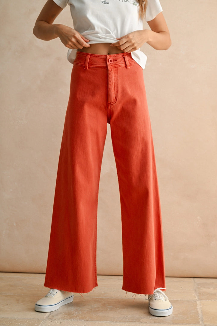 STRAIGHT WIDE LEG DENIM PANTS