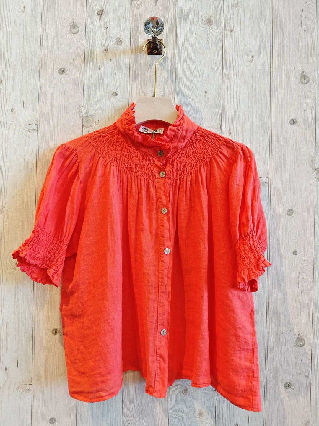 Petite Collard Blouse 100% Linen