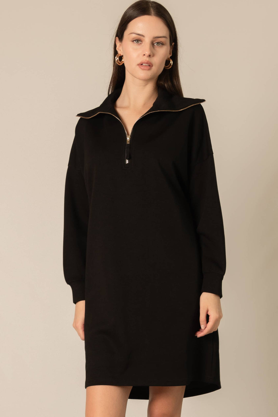 Butter Modal Quarter Zip Long Sleeve Dress