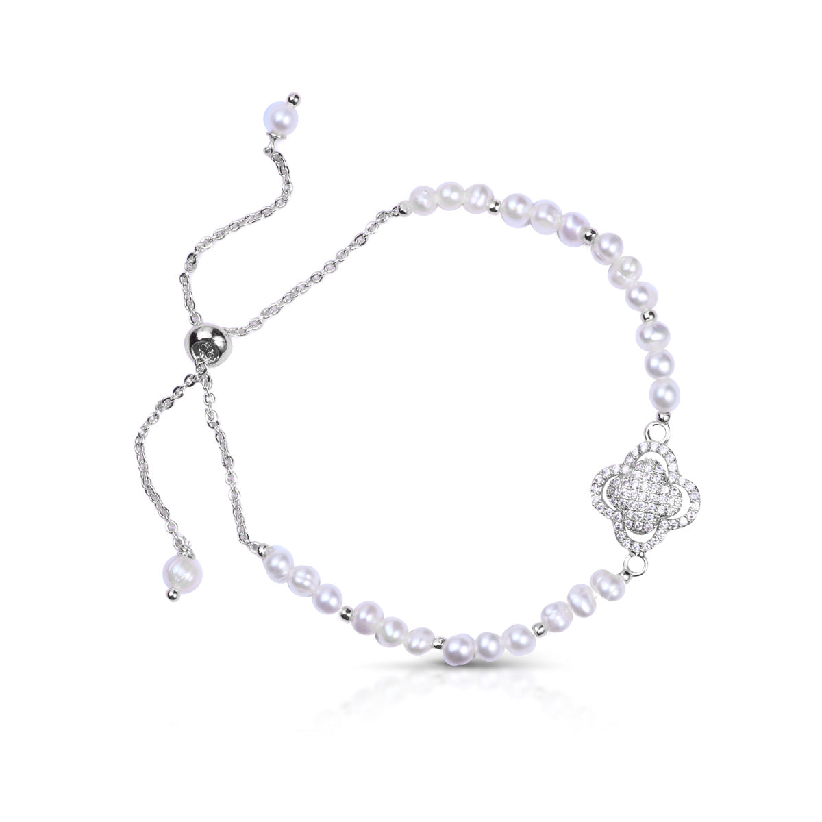 Mini Pearl Quatrefoill Pull Cord Bracelet