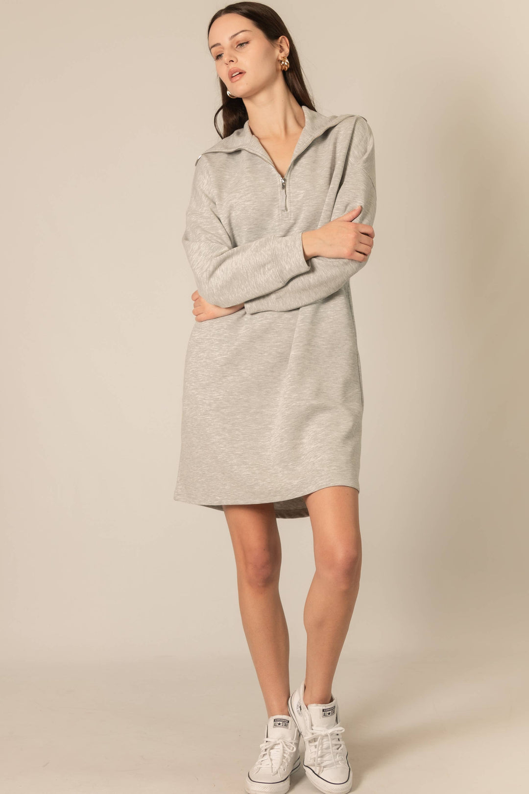 Butter Modal Quarter Zip Long Sleeve Dress