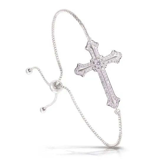 Ornate Pava Pull Cross Bracelet