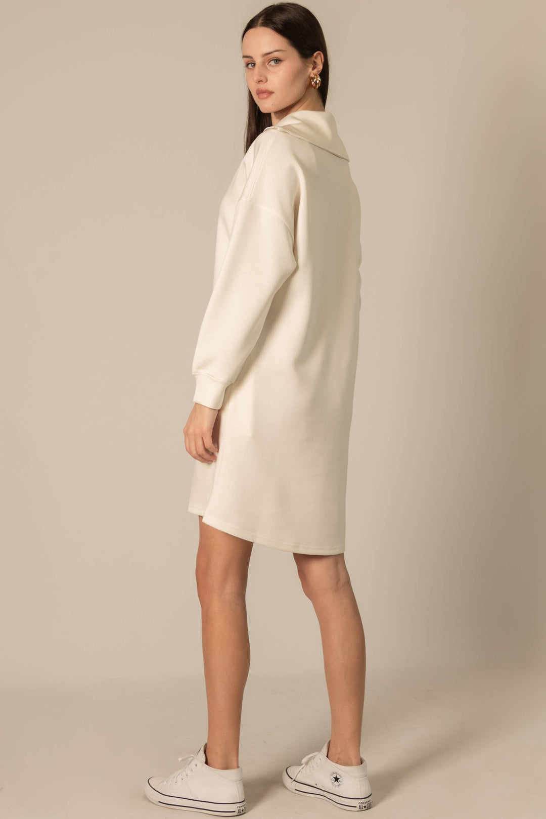 Butter Modal Quarter Zip Long Sleeve Dress