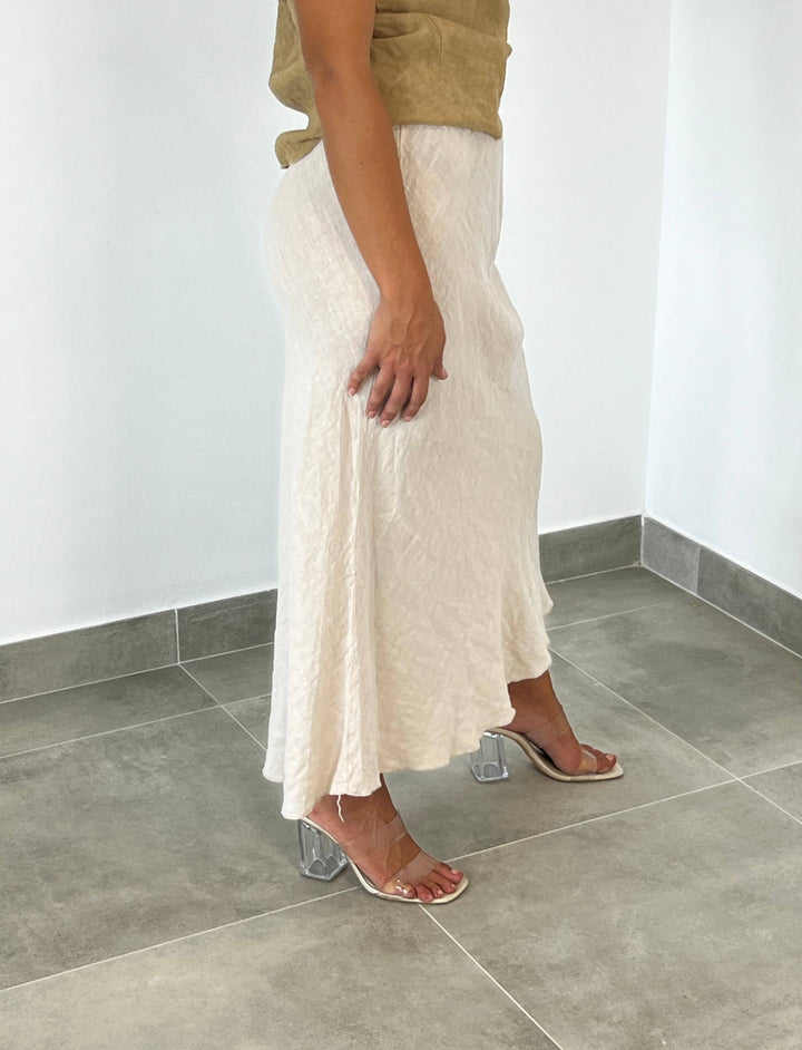 100% LINEN SKIRT Ruffle Hem