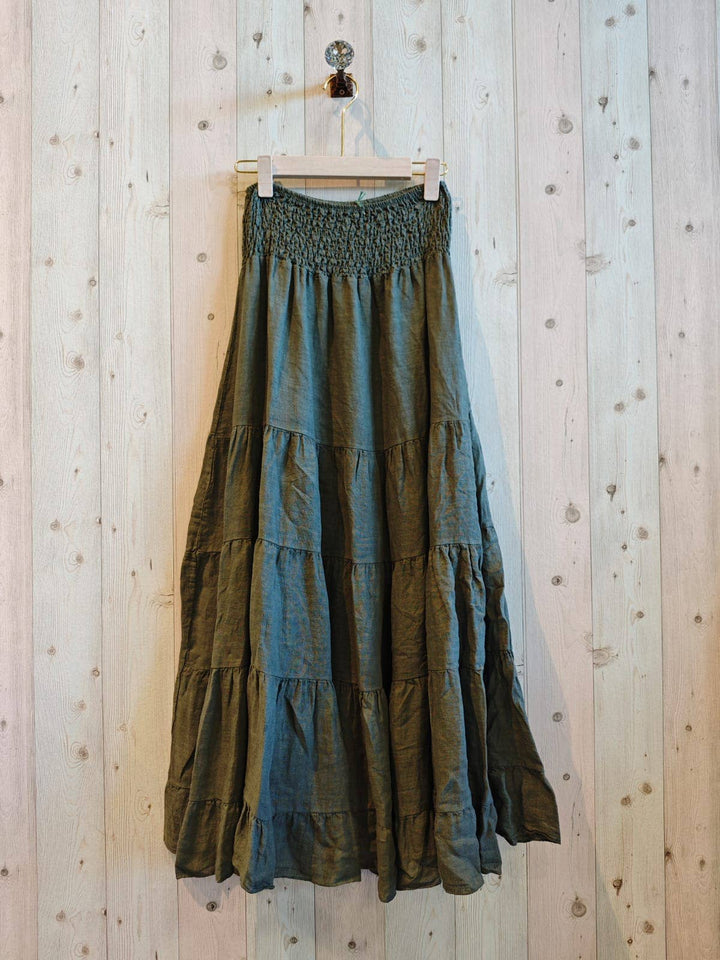 Ruffle 100% LINEN SKIRT