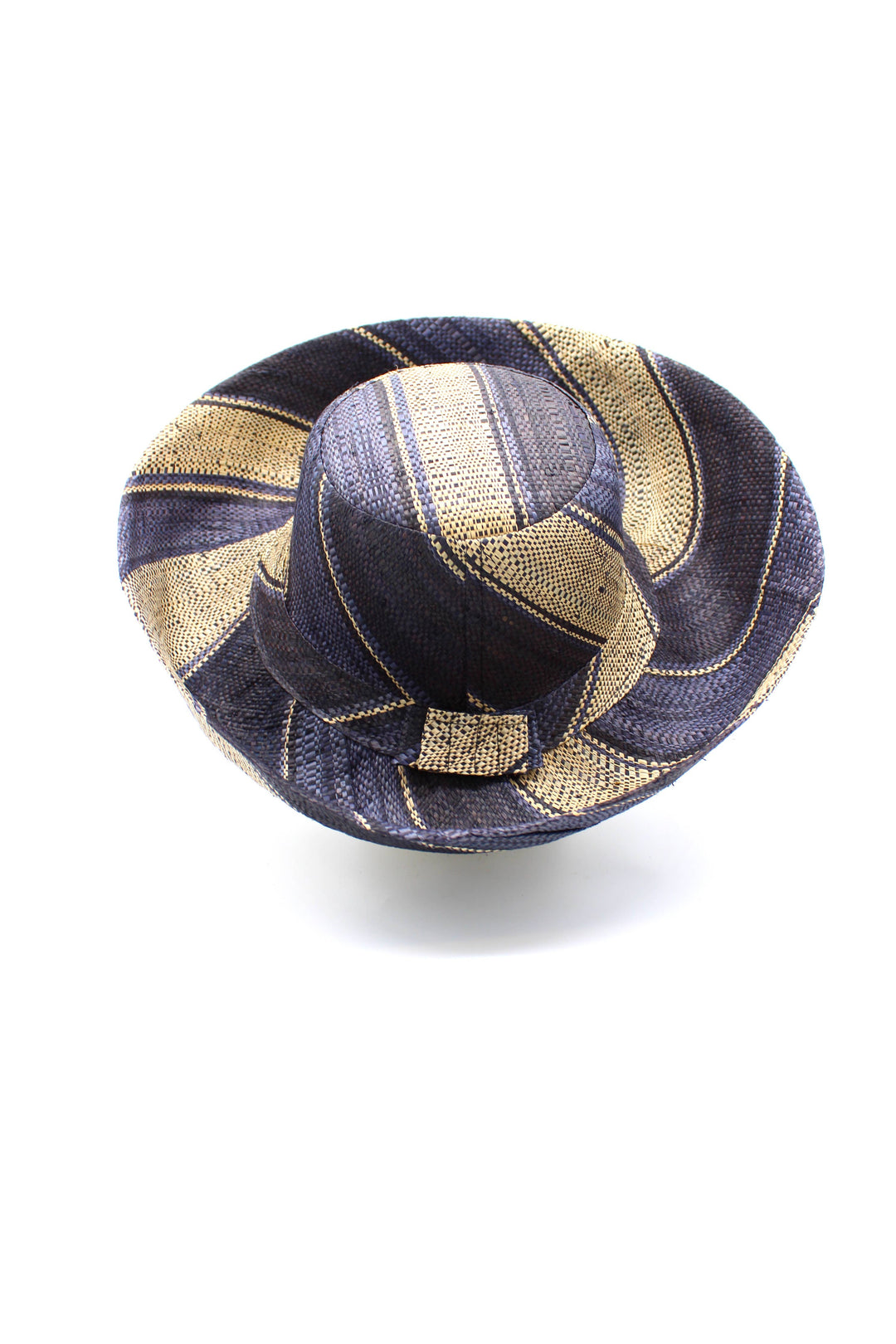 Monica 5" & 7" Wide Brim Stripe Packable Straw Sun Hats