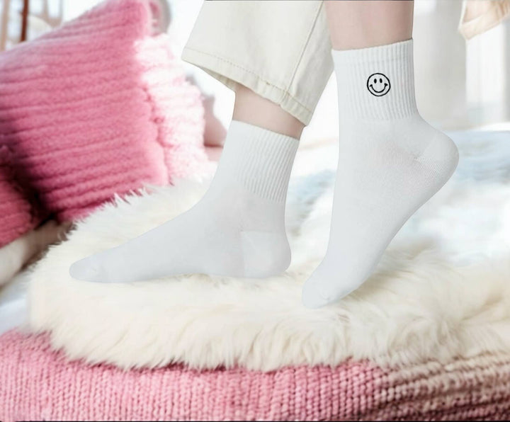 Smiley Face Embroidered Socks