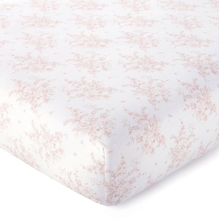Heritage Blush Floral Organic Cotton Crib Fitted Sheet