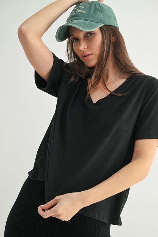 Pima Cotton Blend V-Neck Tee