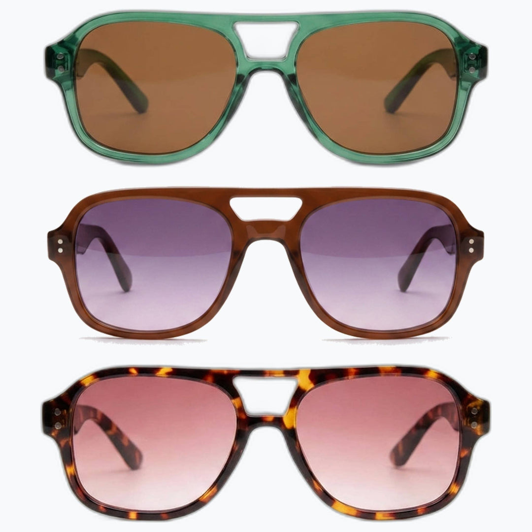 Captain - Vintage Polarized Tinted Lens Aviator Sunglasses