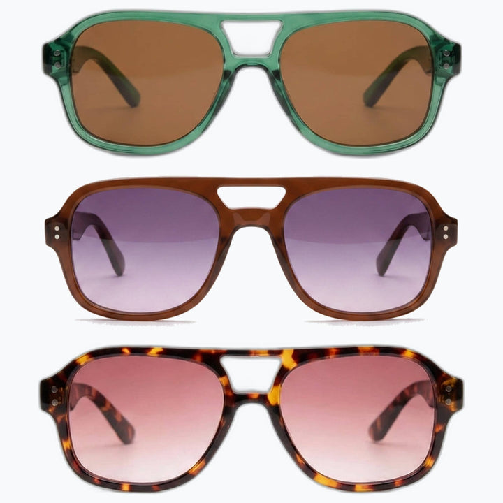 Captain - Vintage Polarized Tinted Lens Aviator Sunglasses
