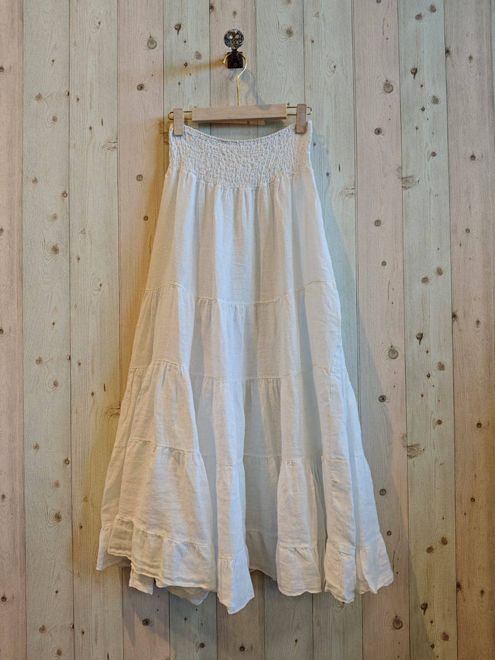 Ruffle 100% LINEN SKIRT
