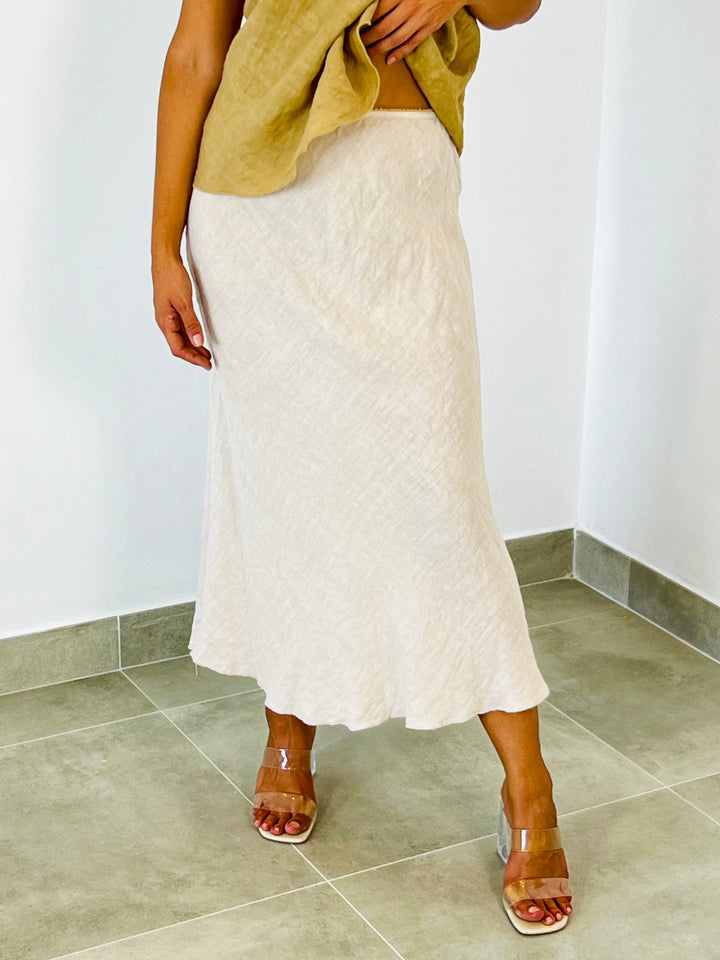 100% LINEN SKIRT Ruffle Hem