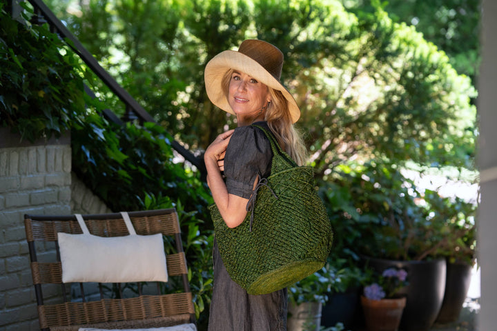 Monica 5" & 7" Wide Brim Two Tone Packable Straw Sun Hats