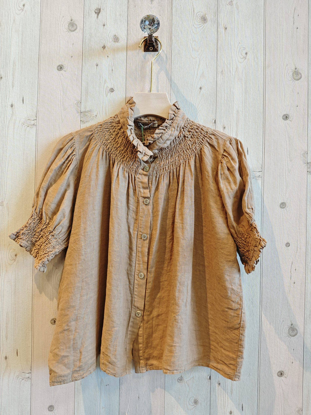 Petite Collard Blouse 100% Linen