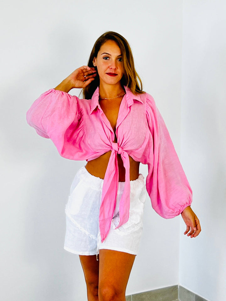 Crop Linen Tie Top