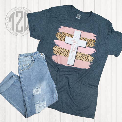 Brush Stroke Faith Cross Graphic T-Shirt