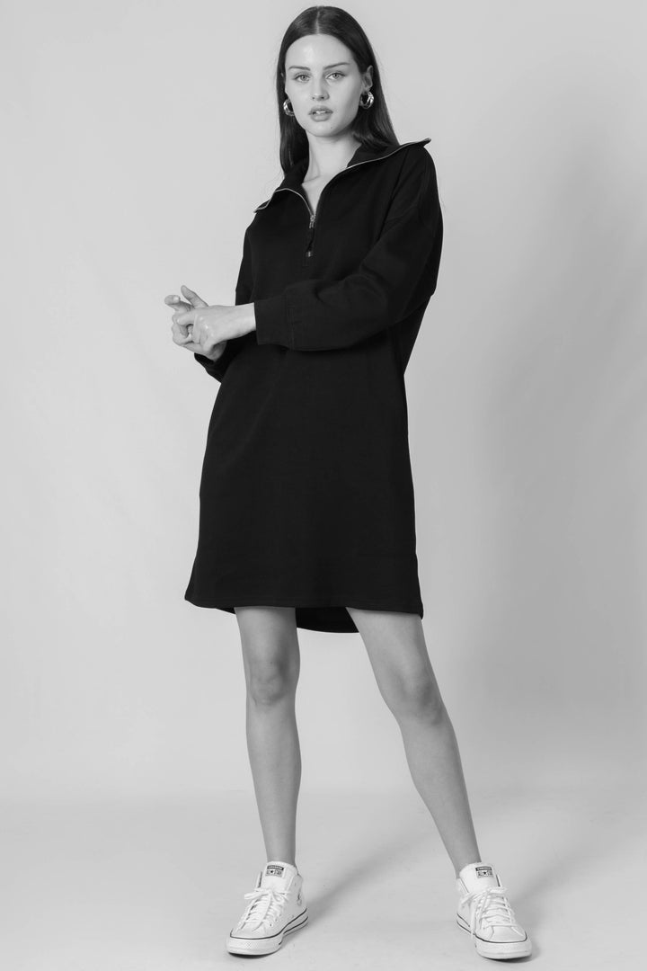 Butter Modal Quarter Zip Long Sleeve Dress