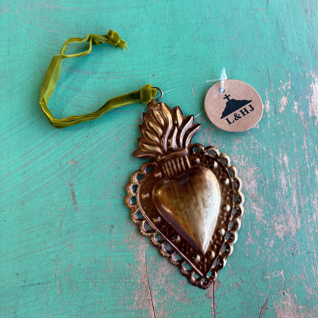 Small 4" Sacred Heart Tin Ornament