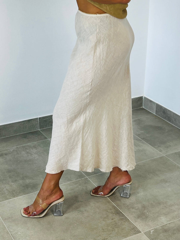 100% LINEN SKIRT Ruffle Hem