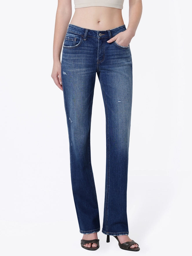 MEL Med Rise Dark Wash Straight Leg