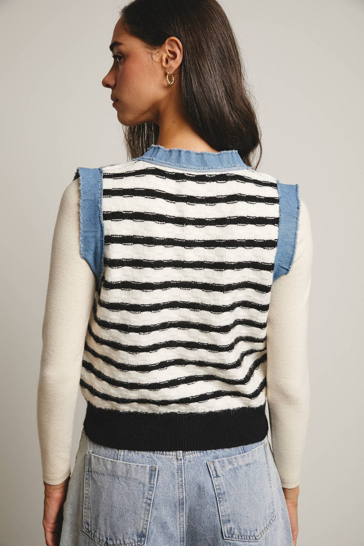 Denim Trim Knit Vest FSW0009