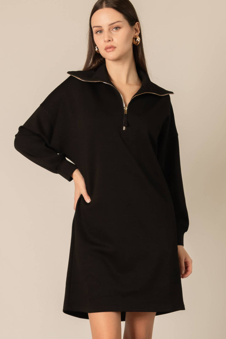 Butter Modal Quarter Zip Long Sleeve Dress