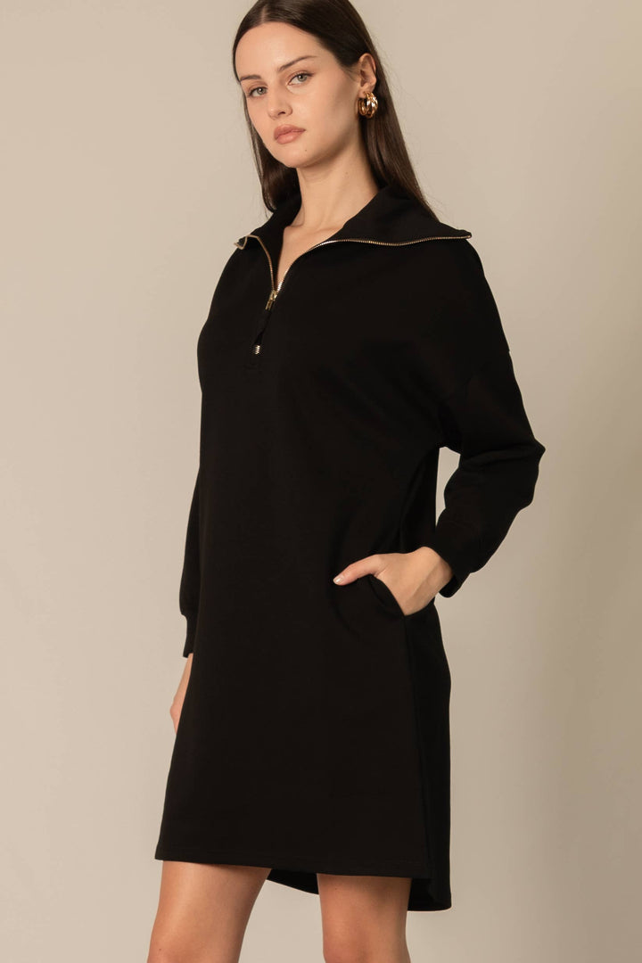 Butter Modal Quarter Zip Long Sleeve Dress
