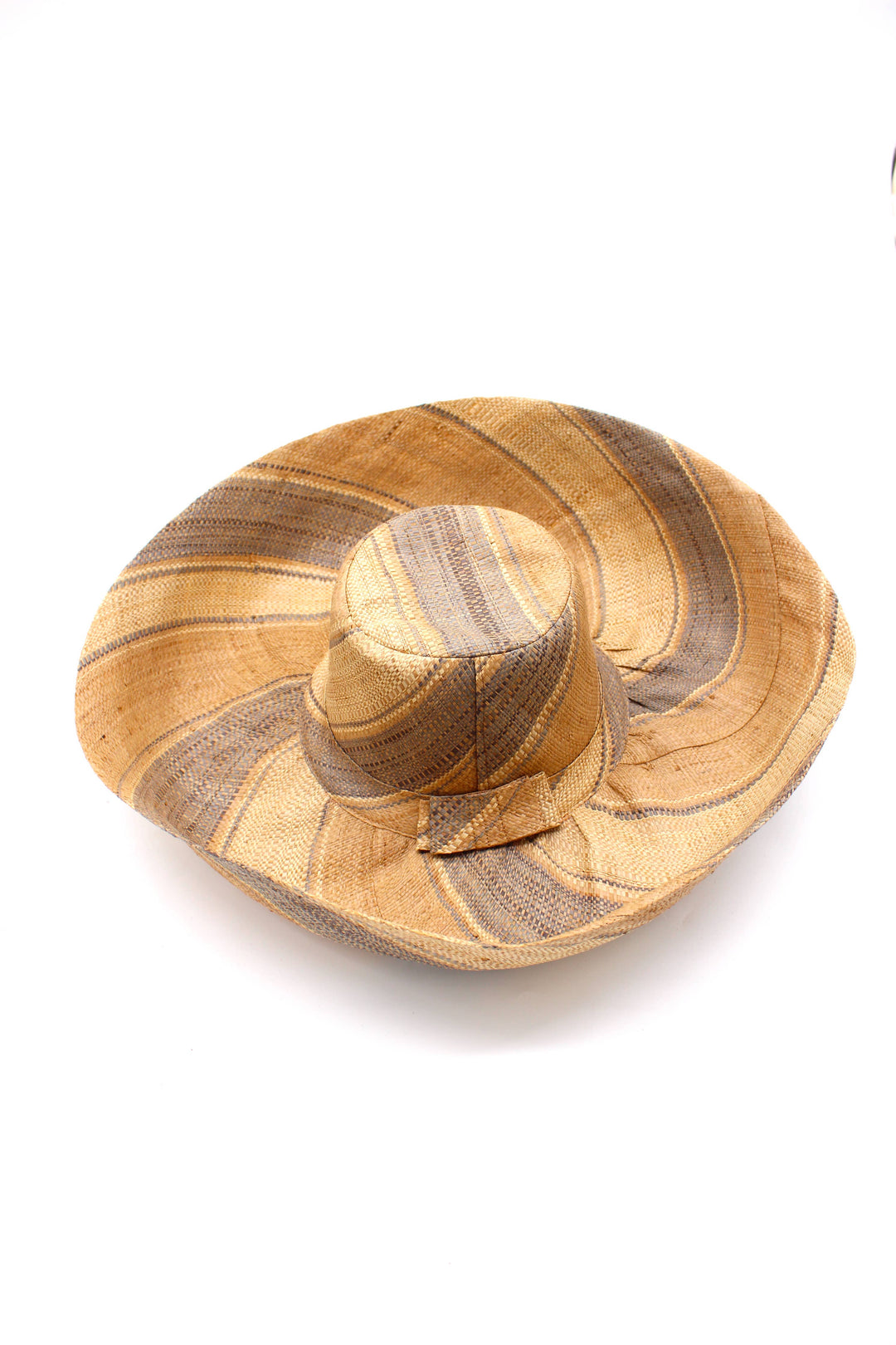 Monica 5" & 7" Wide Brim Stripe Packable Straw Sun Hats