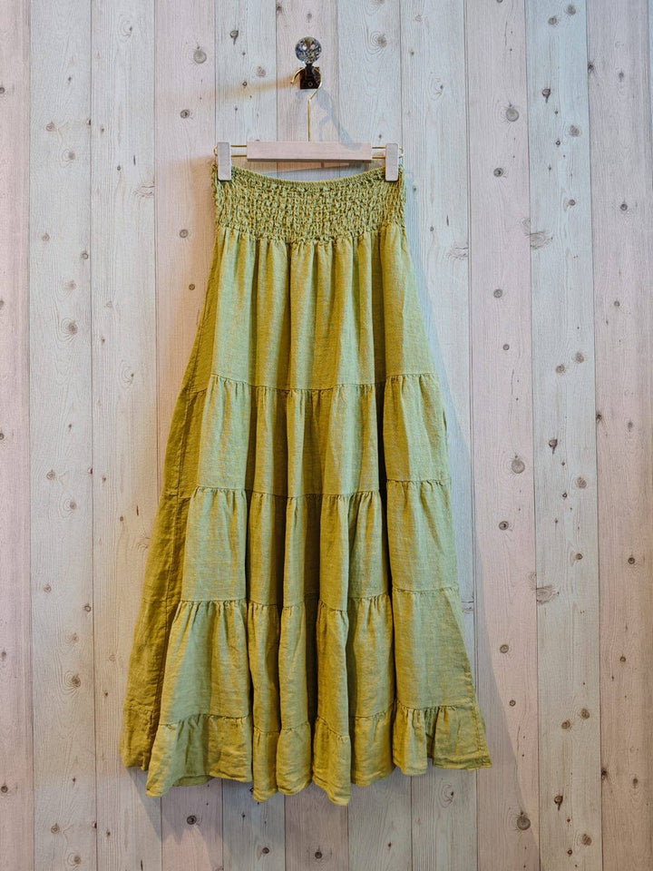 Ruffle 100% LINEN SKIRT