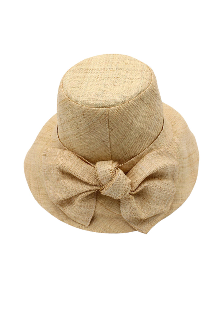 Cara 3" Brim Bucket Straw Sun Hats with Big Bow