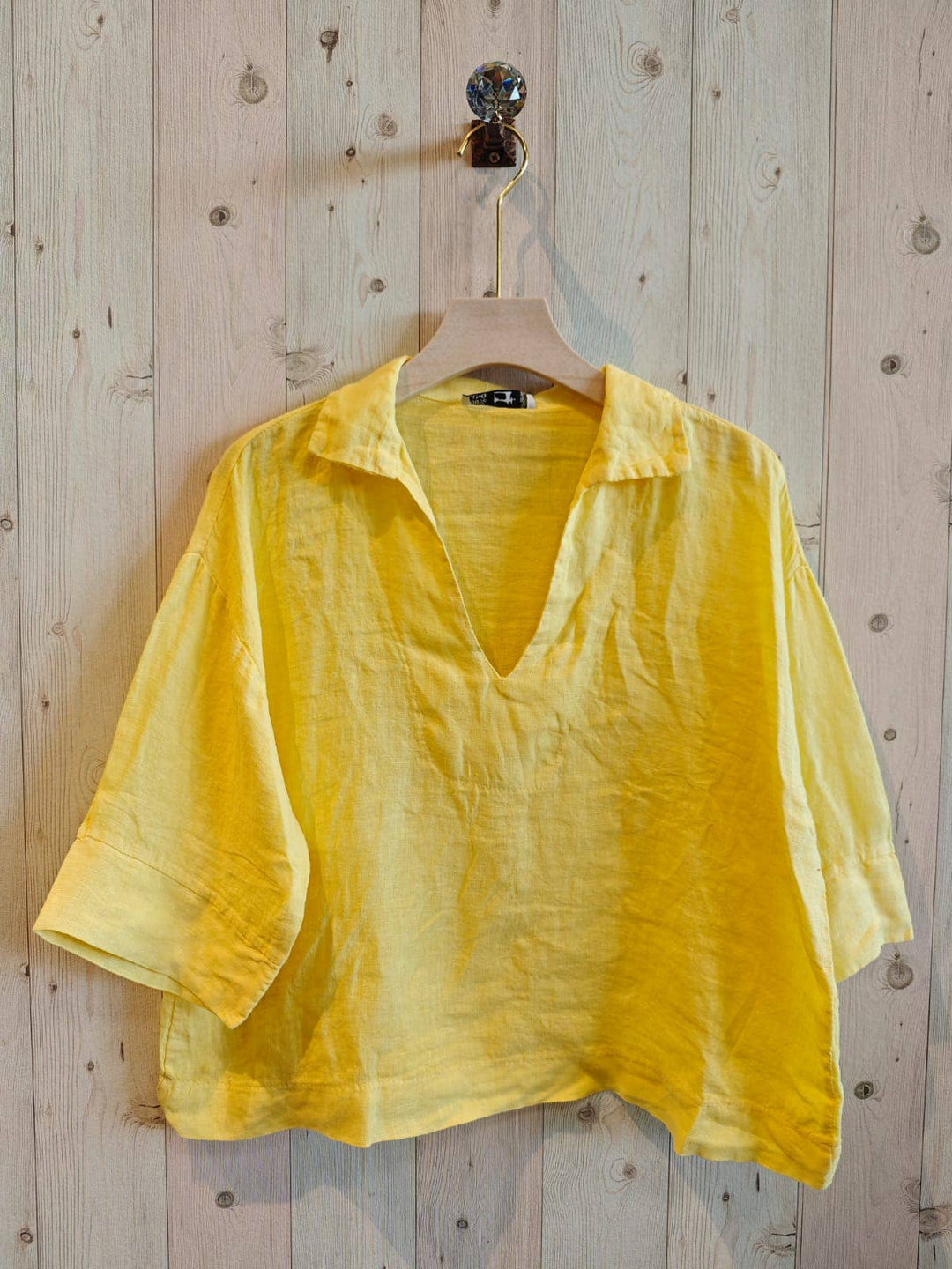BLOUSE SHIRT V - COLLAR 100% LINEN