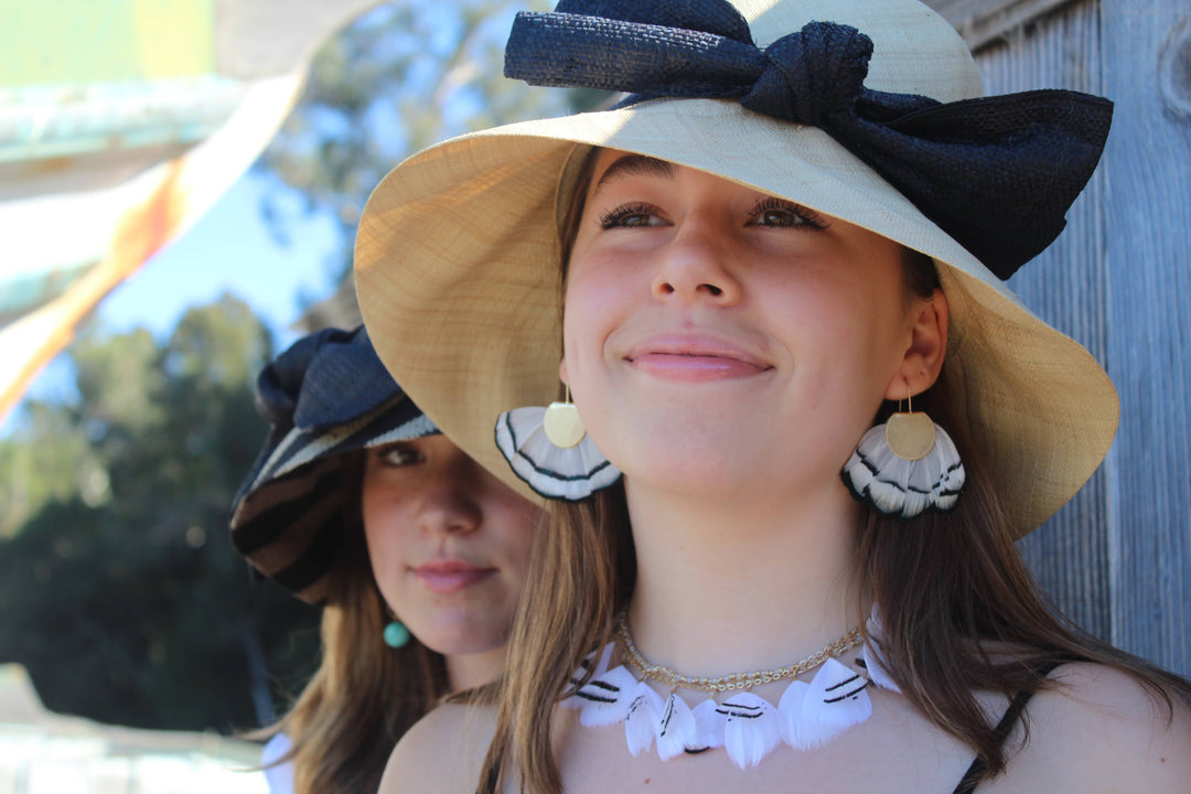 Cara 3" Brim Bucket Straw Sun Hats with Big Bow