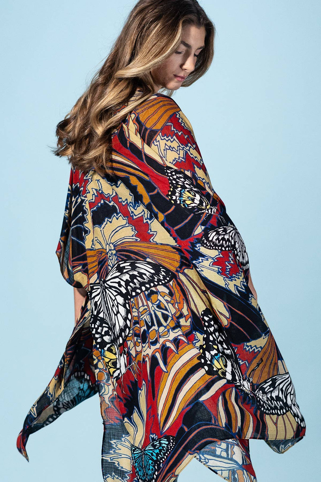 Midnight Monarch Viscose Kimono
