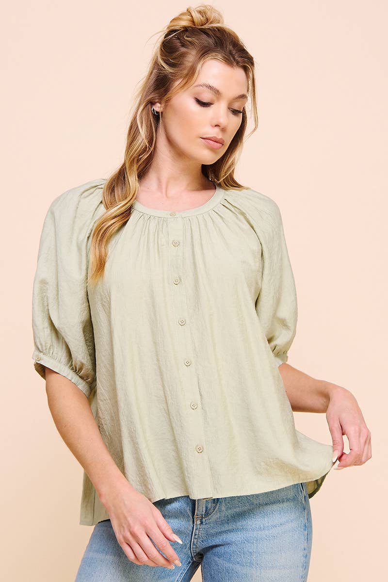 Breezy Flowy Elbow Sleeve Blouse