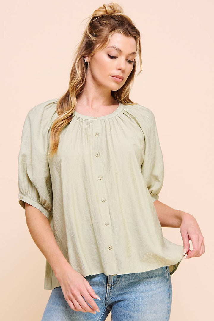 Breezy Flowy Elbow Sleeve Blouse