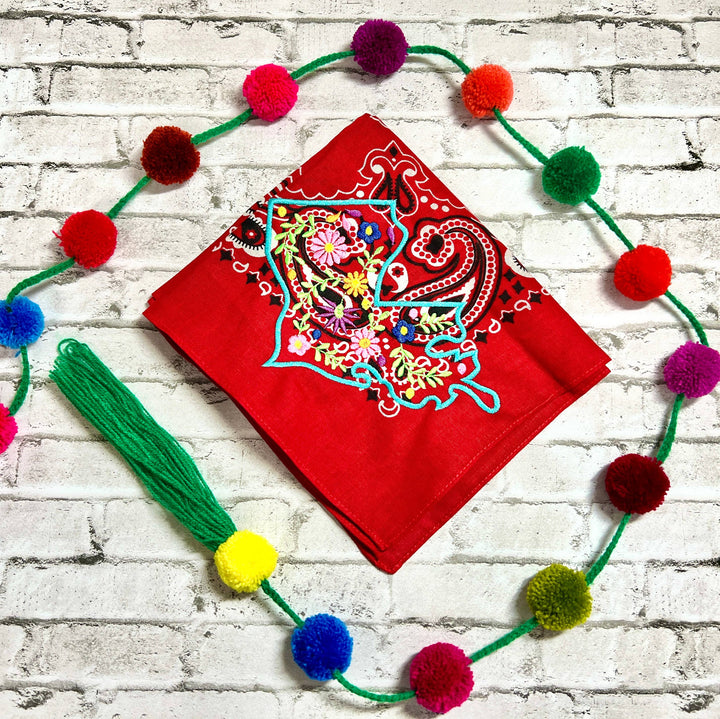 Louisiana Floral Embroidered Bandana