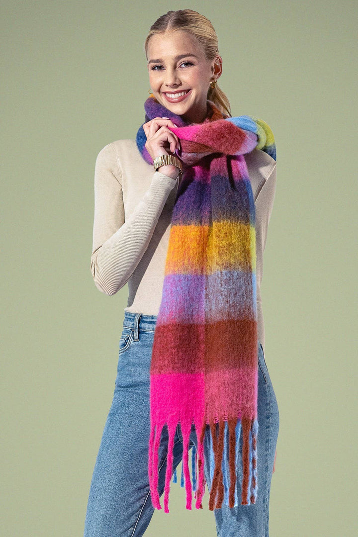 Checkered Fringe Scarf