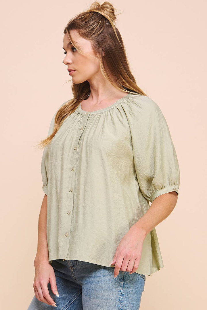 Breezy Flowy Elbow Sleeve Blouse
