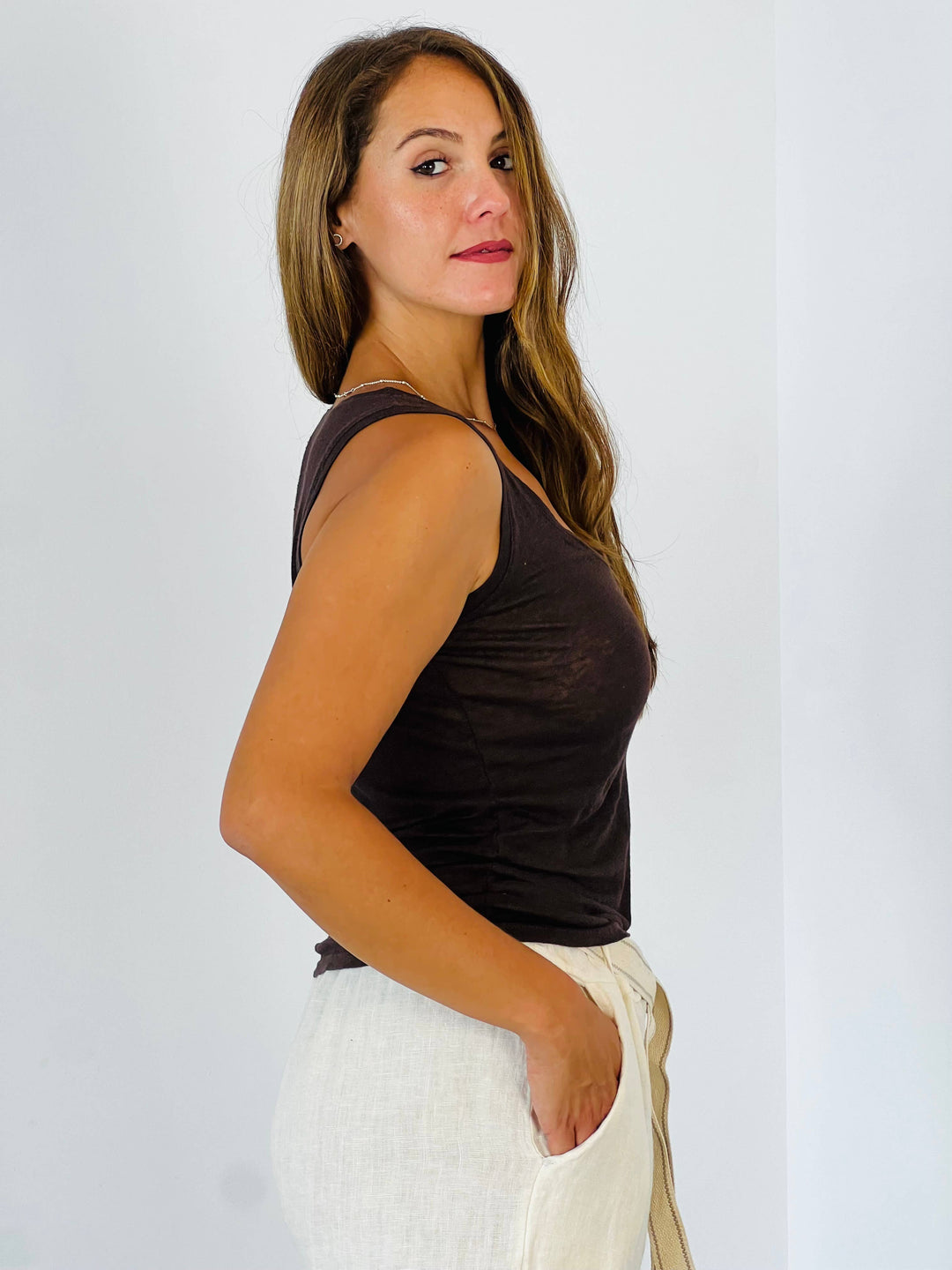 BASIC STRETCH LINEN T-SHIRT 100%