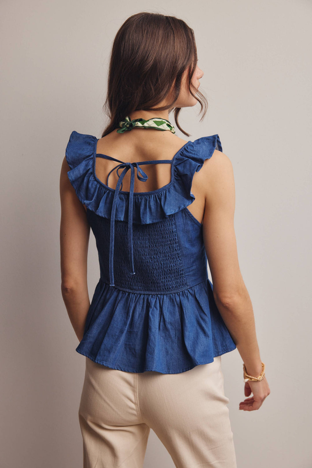 Ruffle Neck Peplum Top