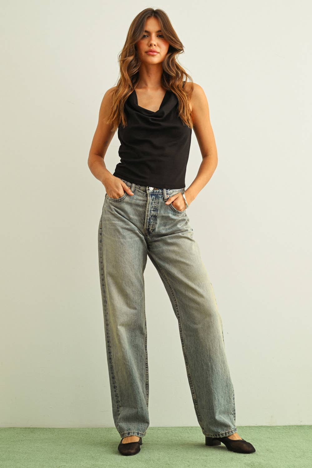 COWL BACK DETAIL TOP