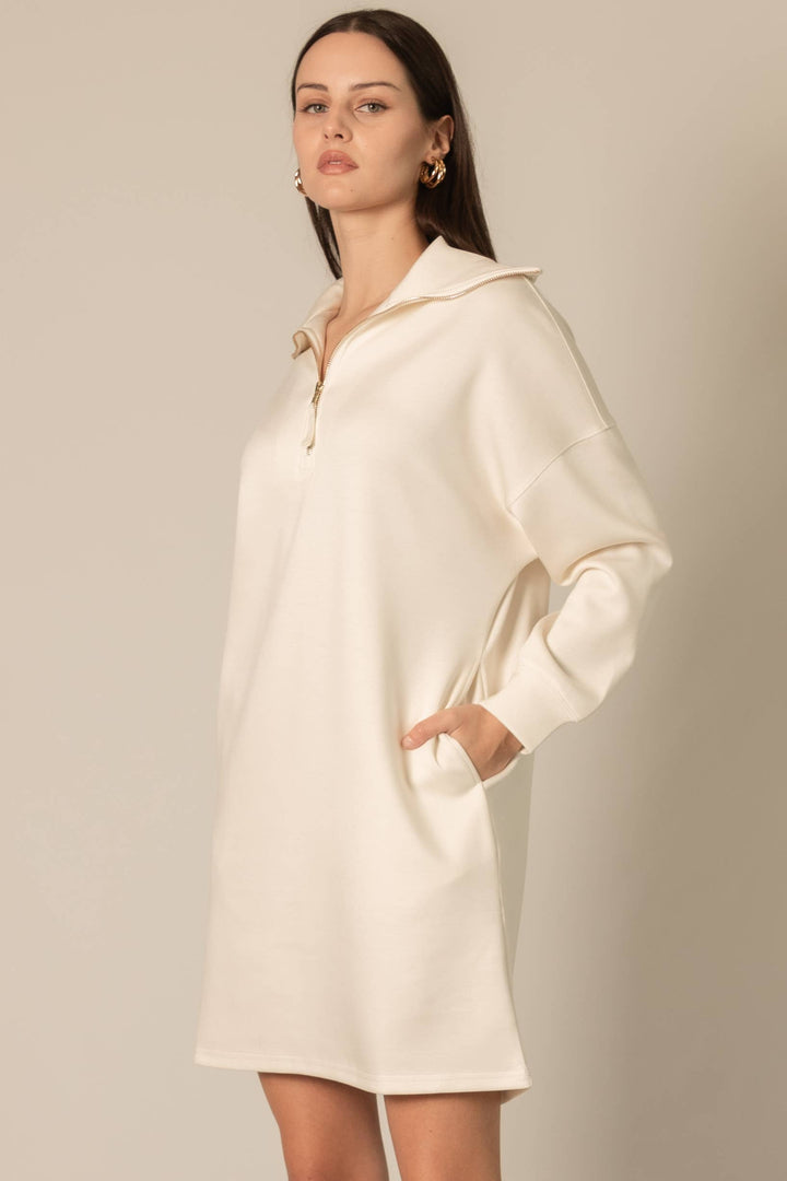 Butter Modal Quarter Zip Long Sleeve Dress