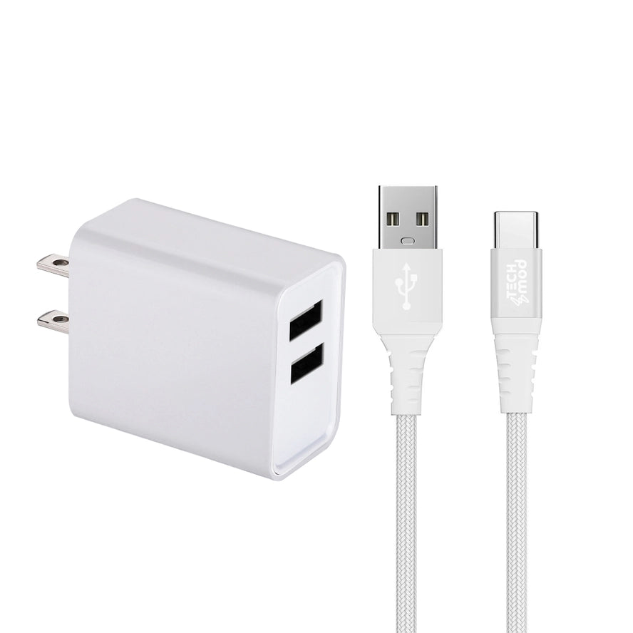 Tech Mod Dual USB Wall Charger with 6 Ft Cable