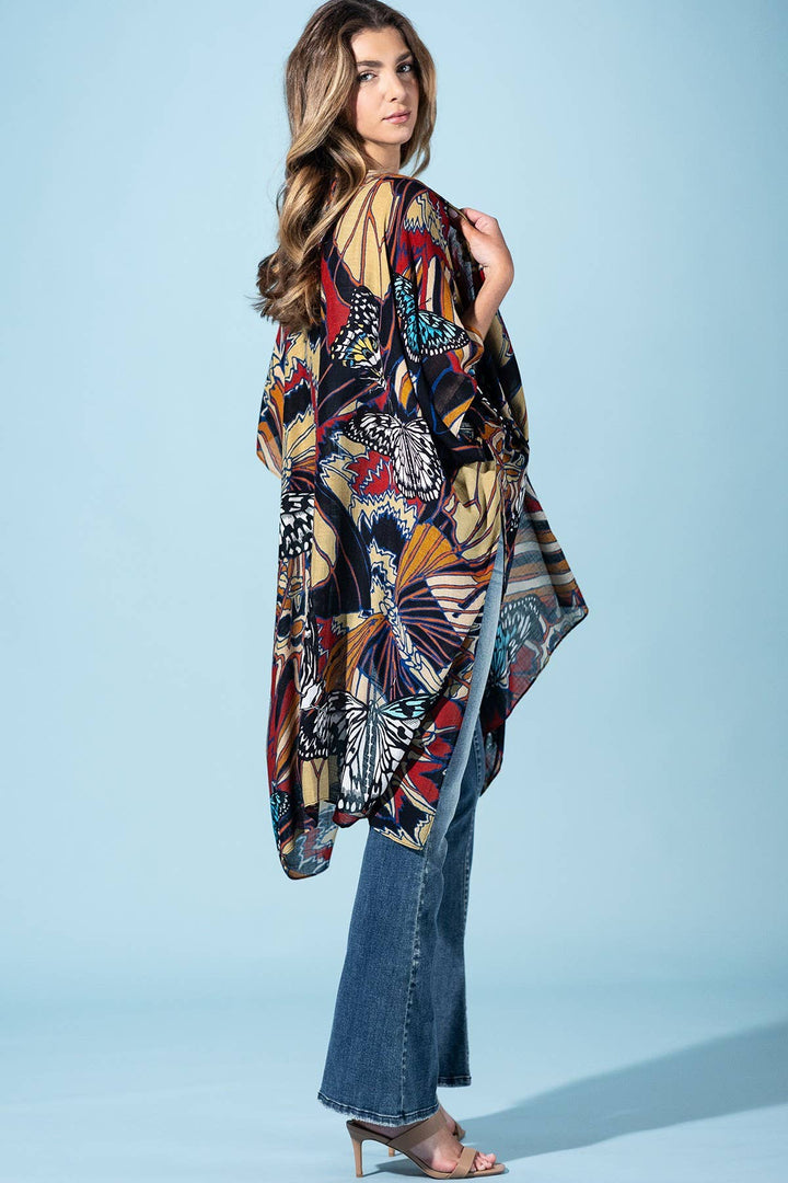 Midnight Monarch Viscose Kimono
