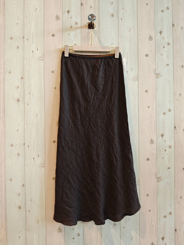 100% LINEN SKIRT Ruffle Hem